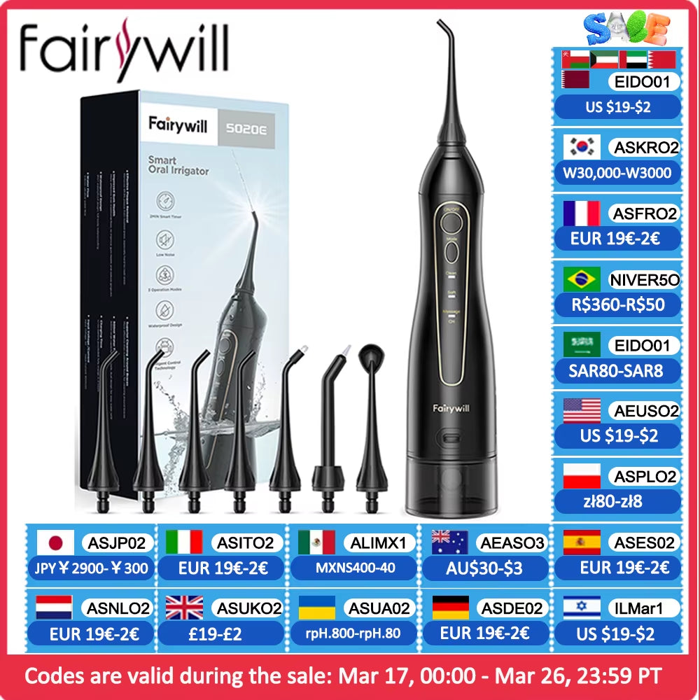 Water Flossers Oral Irrigator Rechargeable Portable Dental 3 Modes Water Tank for Teeth 300ML Waterproof Teeth Cleaner